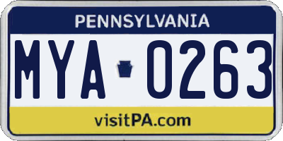 PA license plate MYA0263