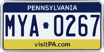 PA license plate MYA0267