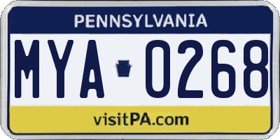 PA license plate MYA0268