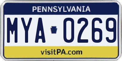 PA license plate MYA0269