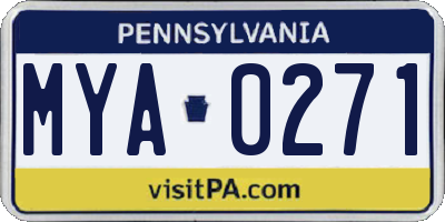 PA license plate MYA0271