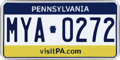 PA license plate MYA0272