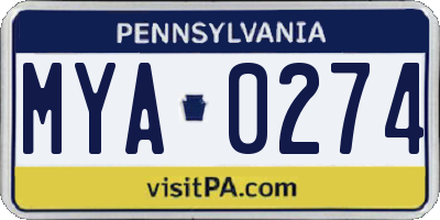 PA license plate MYA0274