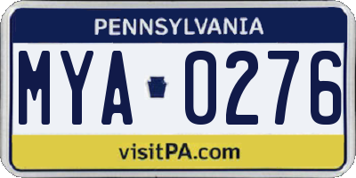 PA license plate MYA0276