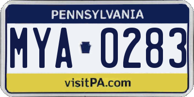 PA license plate MYA0283