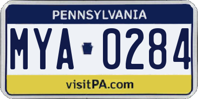 PA license plate MYA0284