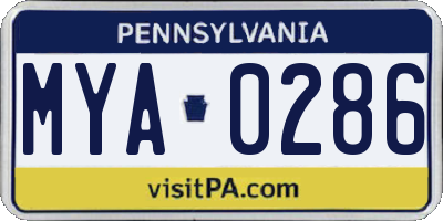 PA license plate MYA0286
