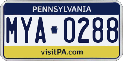 PA license plate MYA0288