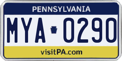 PA license plate MYA0290