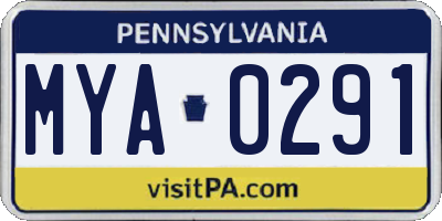 PA license plate MYA0291