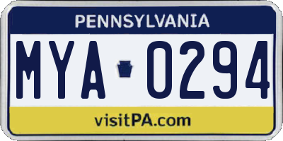 PA license plate MYA0294