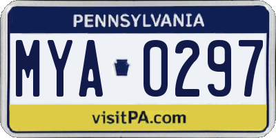 PA license plate MYA0297