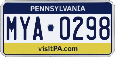 PA license plate MYA0298