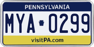 PA license plate MYA0299