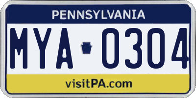 PA license plate MYA0304