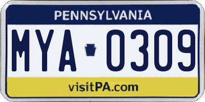 PA license plate MYA0309