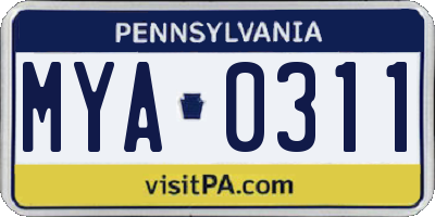 PA license plate MYA0311