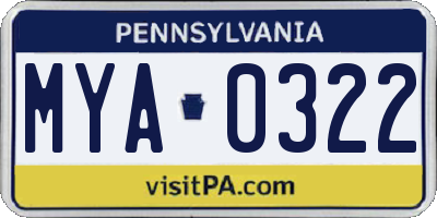 PA license plate MYA0322