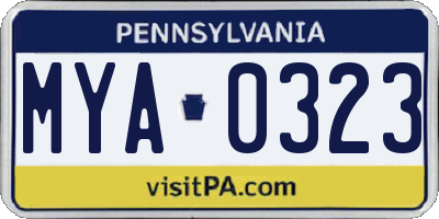 PA license plate MYA0323
