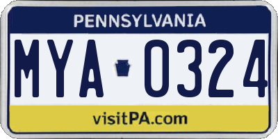 PA license plate MYA0324