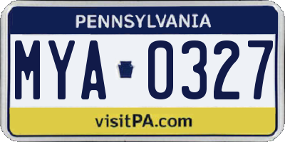 PA license plate MYA0327