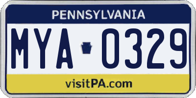 PA license plate MYA0329