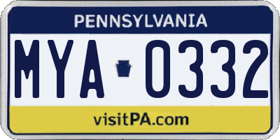 PA license plate MYA0332