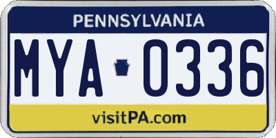 PA license plate MYA0336