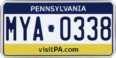 PA license plate MYA0338