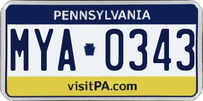 PA license plate MYA0343
