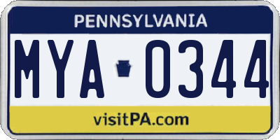 PA license plate MYA0344