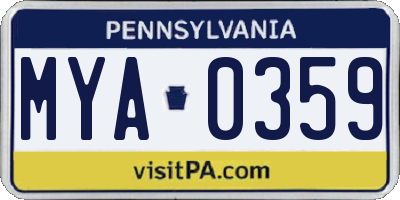 PA license plate MYA0359