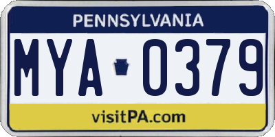 PA license plate MYA0379