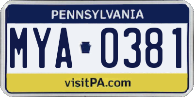 PA license plate MYA0381