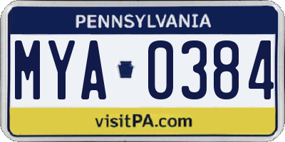 PA license plate MYA0384