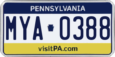 PA license plate MYA0388