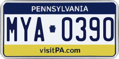 PA license plate MYA0390