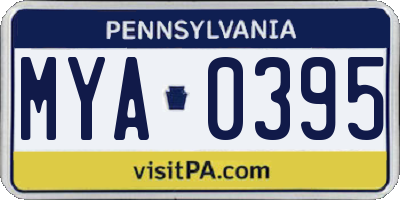 PA license plate MYA0395