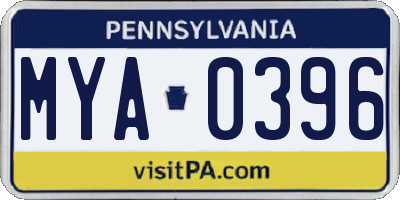 PA license plate MYA0396