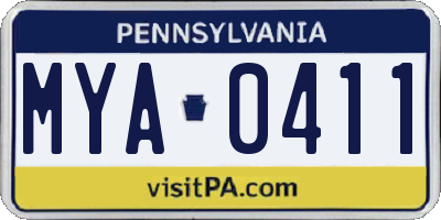 PA license plate MYA0411
