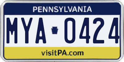 PA license plate MYA0424