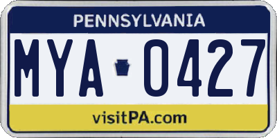 PA license plate MYA0427