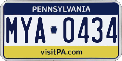PA license plate MYA0434