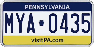 PA license plate MYA0435