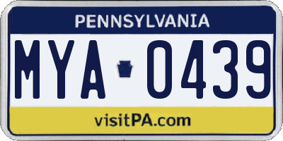 PA license plate MYA0439
