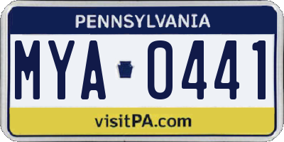 PA license plate MYA0441