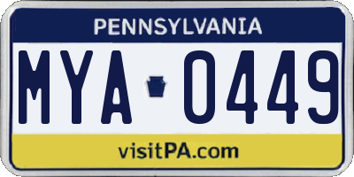 PA license plate MYA0449