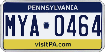 PA license plate MYA0464