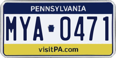 PA license plate MYA0471
