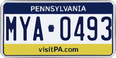 PA license plate MYA0493